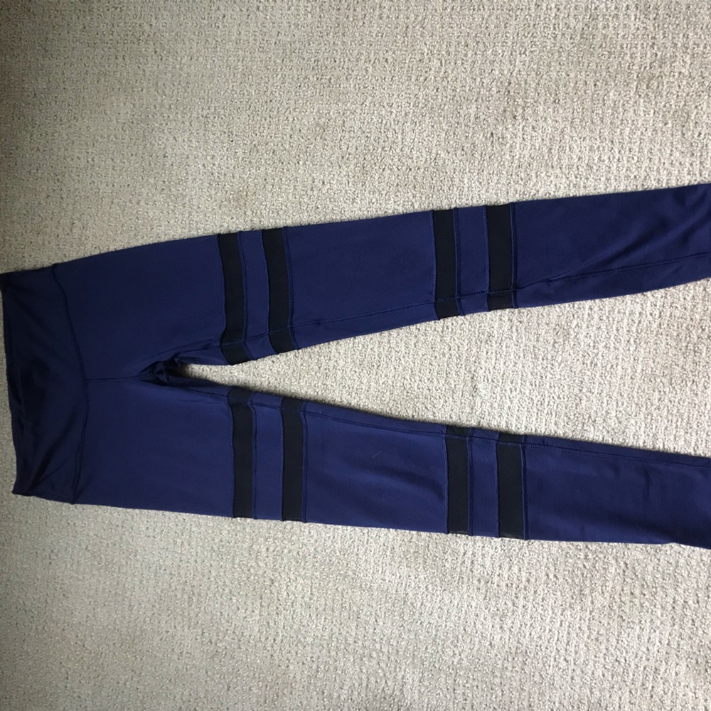dark blue ivivva leggings mesh stripe